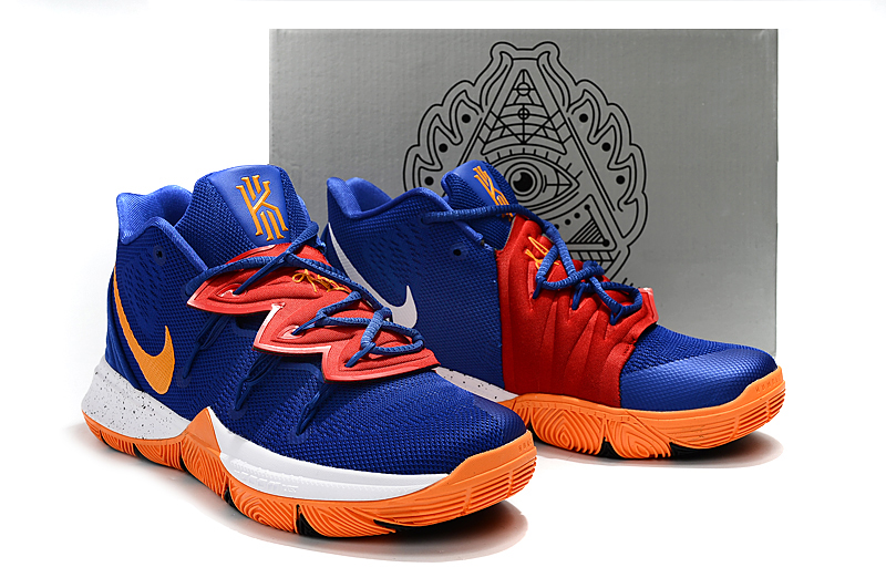 2019 Men Nike Kyrie Irving 5 Blue Orange Red White Shoes - Click Image to Close